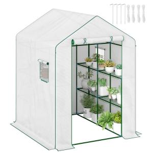 Serre de jardin 3 étagères acier blanc