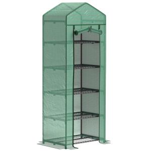 Serre de jardin avec étagères 5 niveaux acier vert