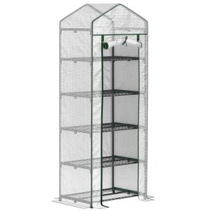 Serre de jardin bâche renforcée 135 g/m² acier blanc