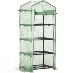 Serre de jardin étagères 4 niveaux pe et acier vert