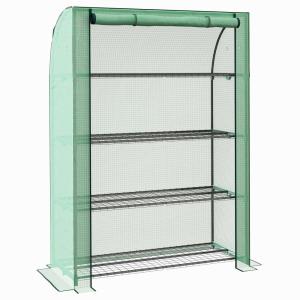 Serre de jardin étagères 4 niveaux structure acier vert