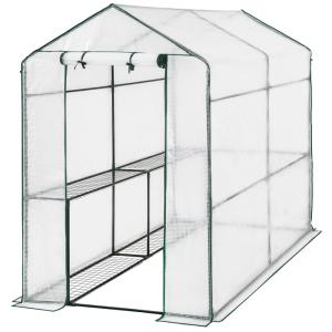Serre de jardin plastique souple blanc 2,23 m² avec 4 étagè…