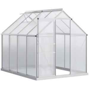 Serre de jardin porte coulissante en polycarbonate argent/t…