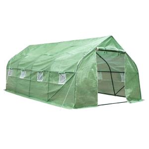 Serre tunnel 18 m² en plastique vert avec 8 fenêtres 600x30…
