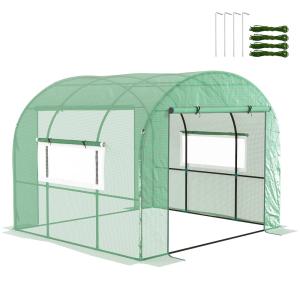 Serre tunnel de jardin 6m² 2 portes fenêtres PE Haute densi…