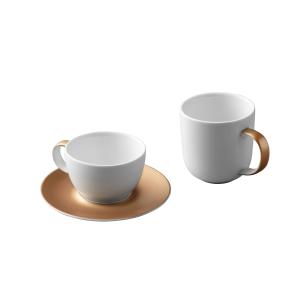 Service à café et à thé 3 pièces blanc en porcelaine