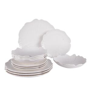 Service d'assiettes   12 pièces blanc en porcelaine