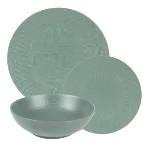 Service d'assiettes   12 pièces bleues en grès