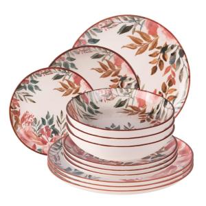 Service d'assiettes 12 pièces   rose en faïence