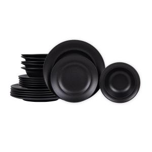 Service d'assiettes    18 pièces noires en grès