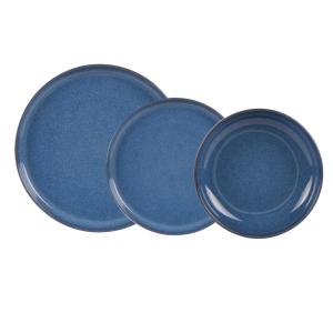 Service d'assiettes    cobalt 18 pièces bleu en grès