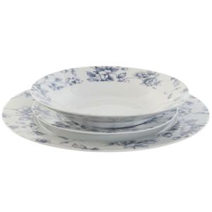 Service de 18 assiettes en porcelaine florale bleue: plates…