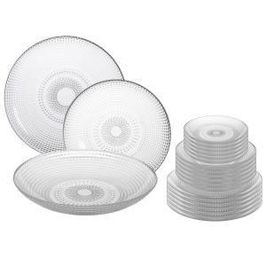 Service de 18 assiettes en verre: plates, creuses et à dess…
