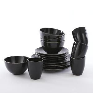 Service de table 16 pièces en céramique noir