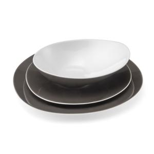 Service de vaisselle 18 pièces en Porcelaine Taupe