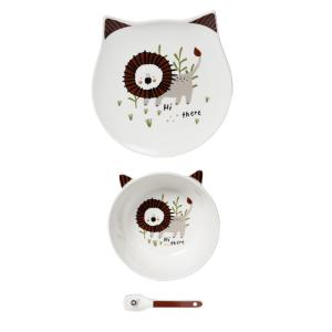 Service enfant 3 pièces Lion multicolore en porcelaine