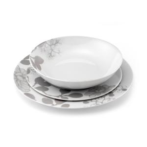 Service vaisselle en Porcelaine Blanc/Gris