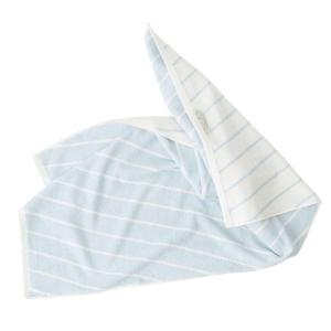 Serviette bleu rayée en coton organique H140x70cm