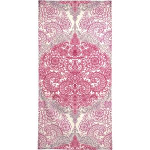 Serviette de bain en éponge-velours en rose & rouge 70x140
