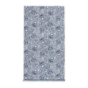 Serviette de bain en  jacquard de coton bleu 55 x 100 cm