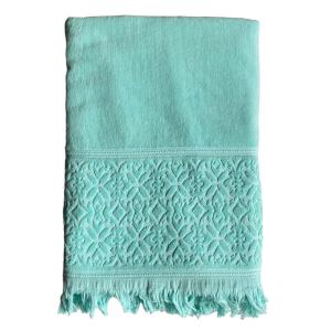 Serviette de bain éponge velours Romance" aqua 90x170"