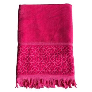 Serviette de bain éponge velours Romance" fuschia  90x170"