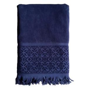 Serviette de bain éponge velours Romance" marine 90x170"