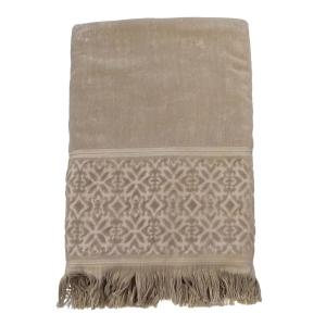 Serviette de bain éponge velours ''Romance'' taupe 90x170