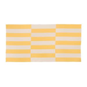 Serviette de plage en coton, jaune et beige