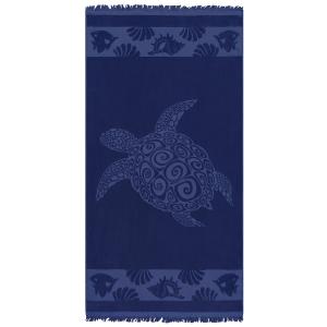 Serviette de plage éponge Velours  ciselé Bleu    Kelly 90x…