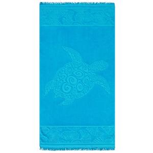 Serviette de plage éponge Velours  ciselé Bleu    Kumini 90…