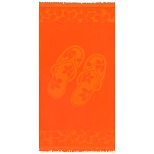 Serviette de plage éponge Velours  ciselé Orange    Kerlaz…