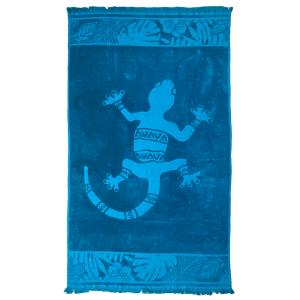 Serviette de plage éponge velours ciselée Kariba 90x170 ble…