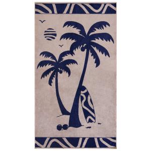 Serviette de plage éponge Velours Jacquard Beige    Likoma…