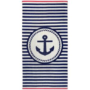 Serviette de plage éponge Velours Jacquard Bleu    Ankuri…