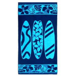Serviette de plage éponge Velours Jacquard Bleu    Cayo  90…