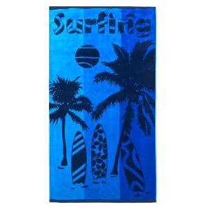 Serviette de plage éponge Velours Jacquard Bleu    Lombok 9…