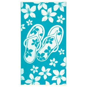 Serviette de plage éponge Velours Jacquard Bleu    Milos 90…