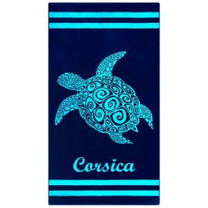 Serviette de plage éponge Velours Jacquard Bleu  Nonza 90x1…