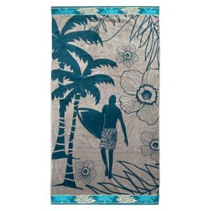 Serviette de plage éponge velours Jacquard Dixon" 100x175 t…