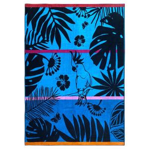 Serviette de plage éponge velours Jacquard Kala bleu 140x18…