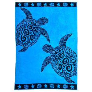 Serviette de plage éponge velours Jacquard turquoise Turtle…