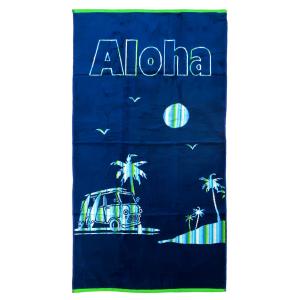 Serviette de plage éponge velours Jacquard Vany" 75x150 ble…