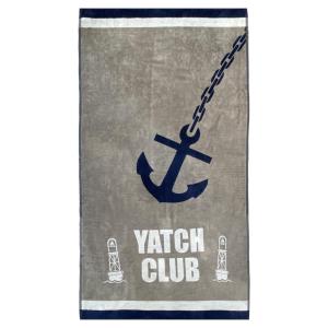 Serviette de plage éponge velours Jacquard Yacht Club" 95x1…