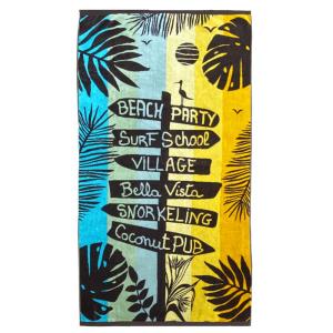 Serviette de plage éponge Velours  Multicolore  Vacances 90…