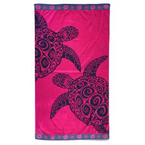 Serviette de plage Tortue fuschia turtles rose 100 x 175