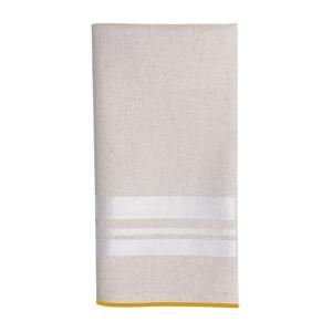 Serviette de table en coton et lin blanc et beige 50x50