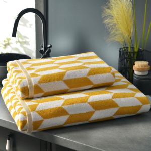 Serviette de toilette 50x100 jaune en coton 450 g/m²