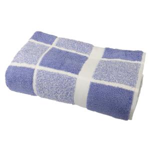 Serviette de toilette éponge carreaux en coton bleu 50x100…