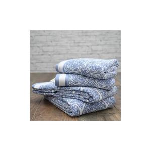 Serviette de toilette fantaisie en 100% coton bleu 50x100